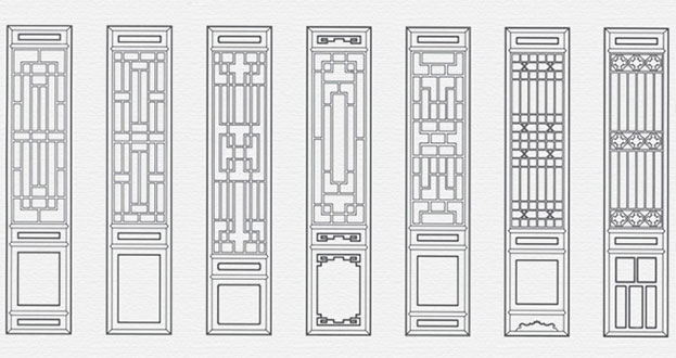 巴彦常用中式仿古花窗图案隔断设计图